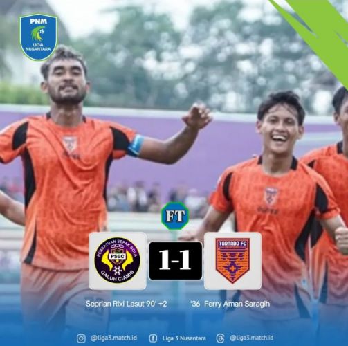 Babak 6 Besar PNM Liga Nusantara 2024/2025: Tornado FC Tahan Imbang PSGC Ciamis 1-1