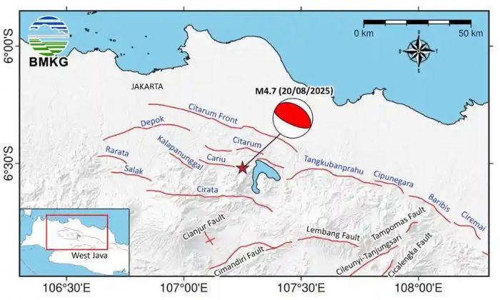 Gempa Dangkal M4,7 Guncang Bekasi, BMKG Catat Enam Kali Susulan