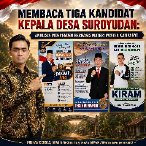 Membaca Tiga Kandidat Kepala Desa Suroyudan: Analisis Independen Berbasis Materi Poster Kampanye.