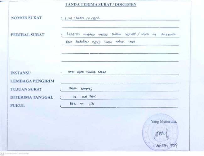 Pengerjaan Proyek DAK SD 74 Krui Dilaporkan ke Kejati 