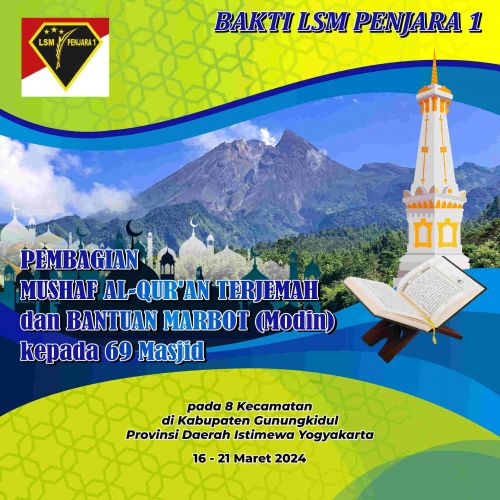 Siap Sambut Ramadhan, LSM PENJARA 1 Distribusikan Mushaf Al-Qur’an Terjemah ke 69 Masjid di Gunungkidul