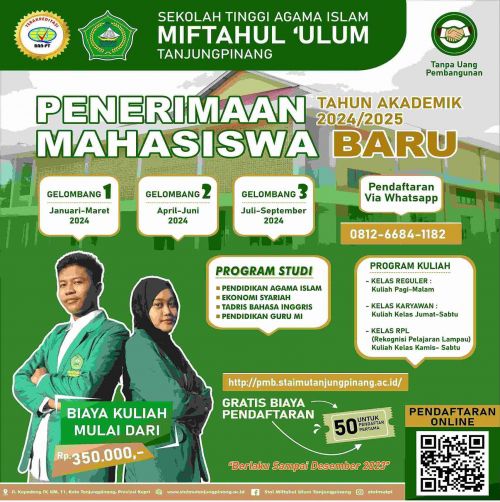 STAI Miftahul Ulum Tanjungpinang buka Penerimaan Mahasiswa Baru T.A 2024/2025
